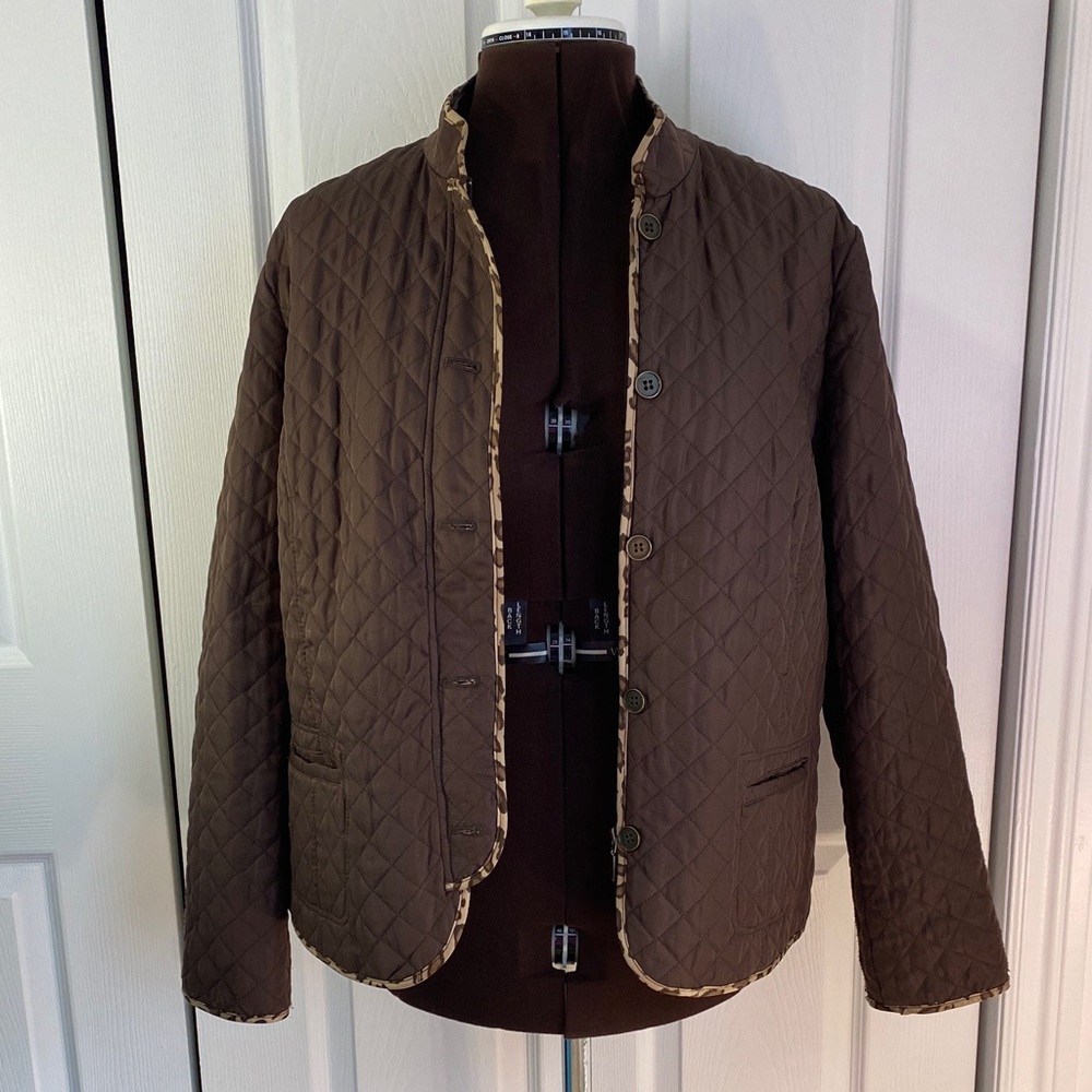 Northern Reflections Quilted Jacket in Brown, Fully Lined in Leopard Print, XL